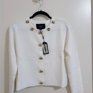 White Cardigan with Gold Button Accents